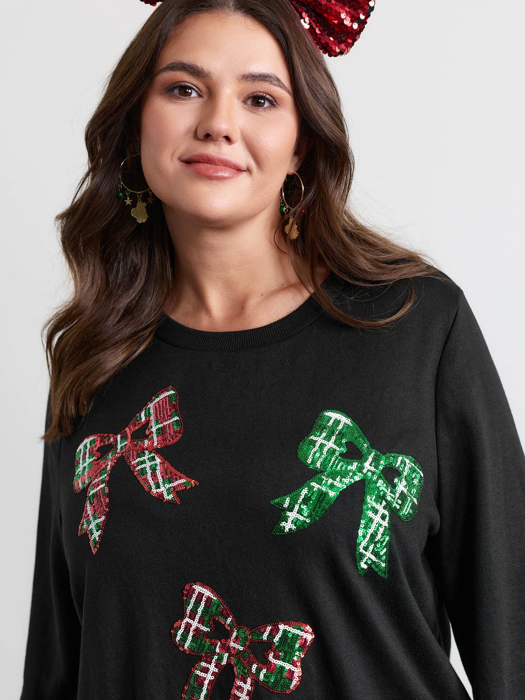 Bow Sequin Embroidery Sweathshirt