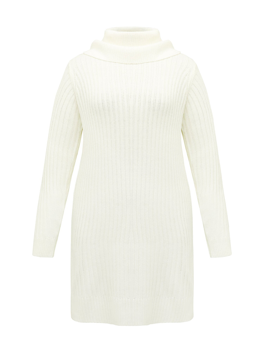 High Turtleneck Textured Sweater Dress