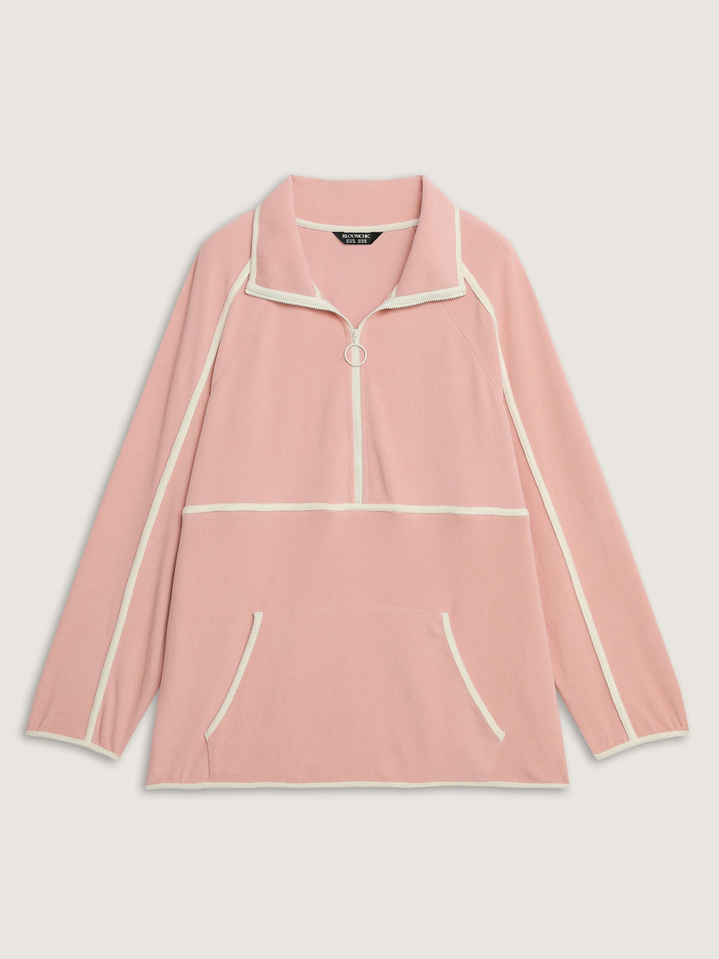 Color Contrast Fluffy Half Zip Sweatshirt