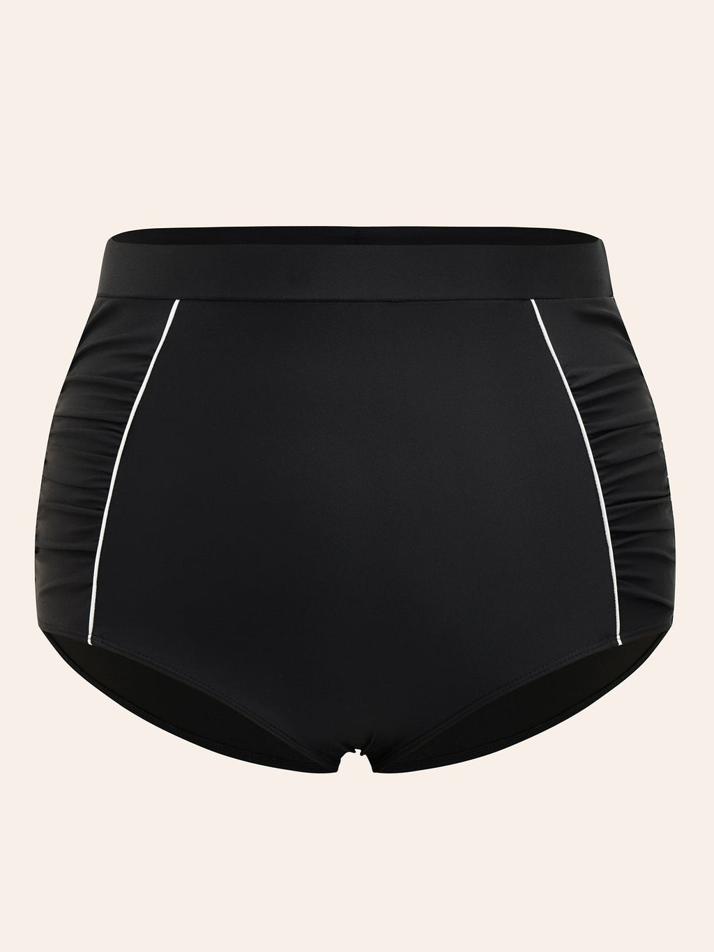 Contrast Trim Ruched High Rise Swim Bottom