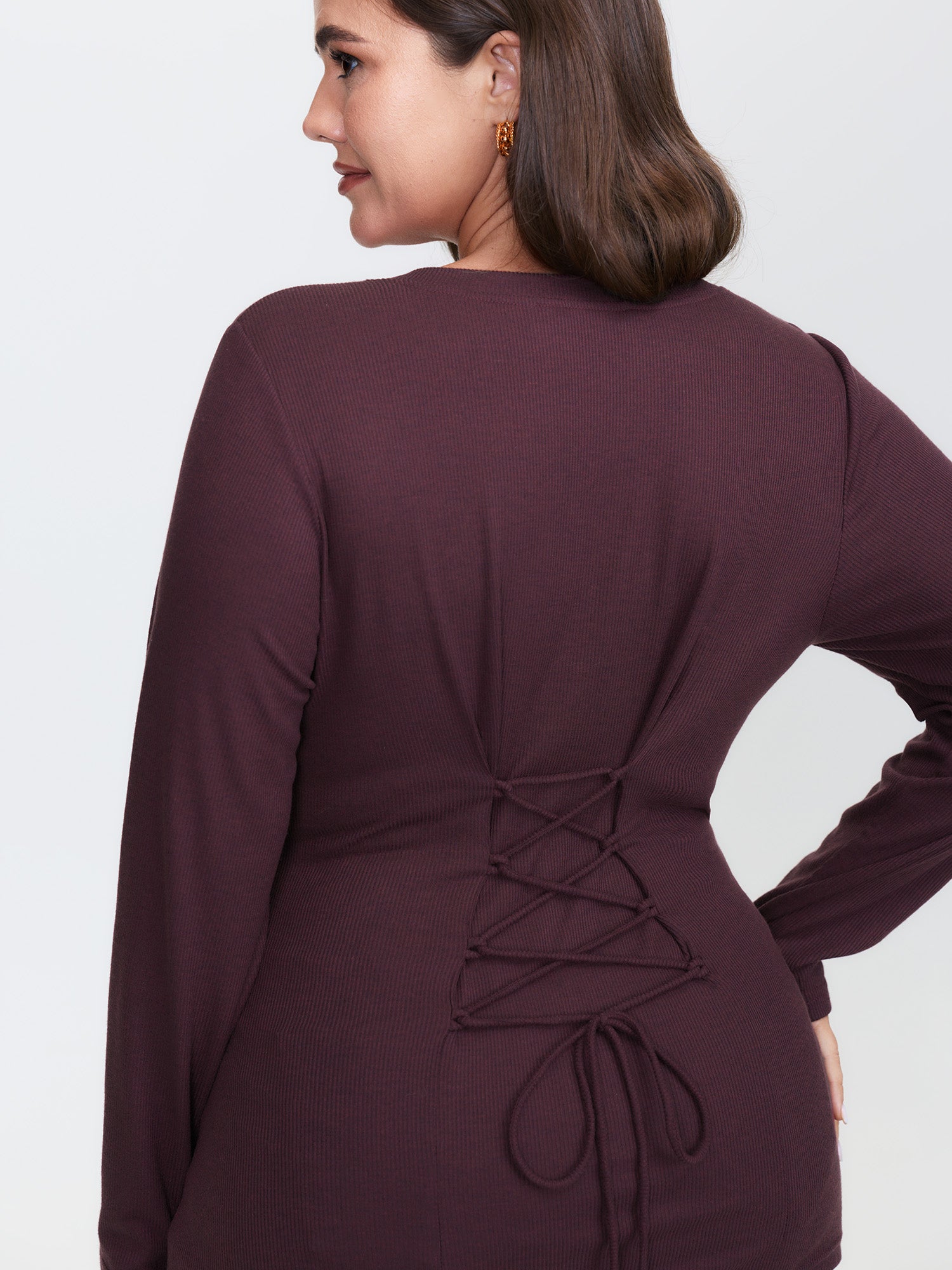 Cross-Tie Back V-Neck Knit Top