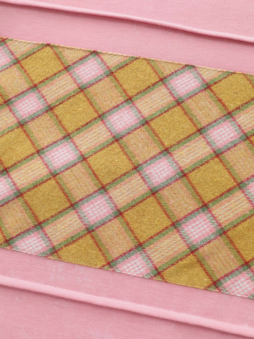 Colorblock Plaid Round Neck Sweatshirt