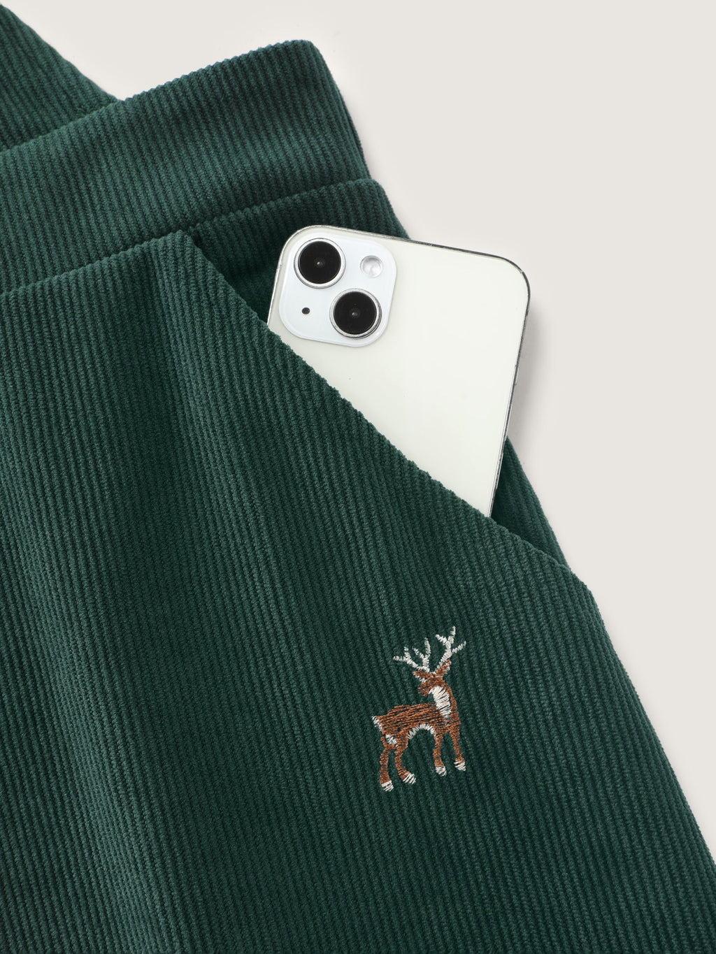 Corduroy Embroidered Adjustable Straps Knee Dress