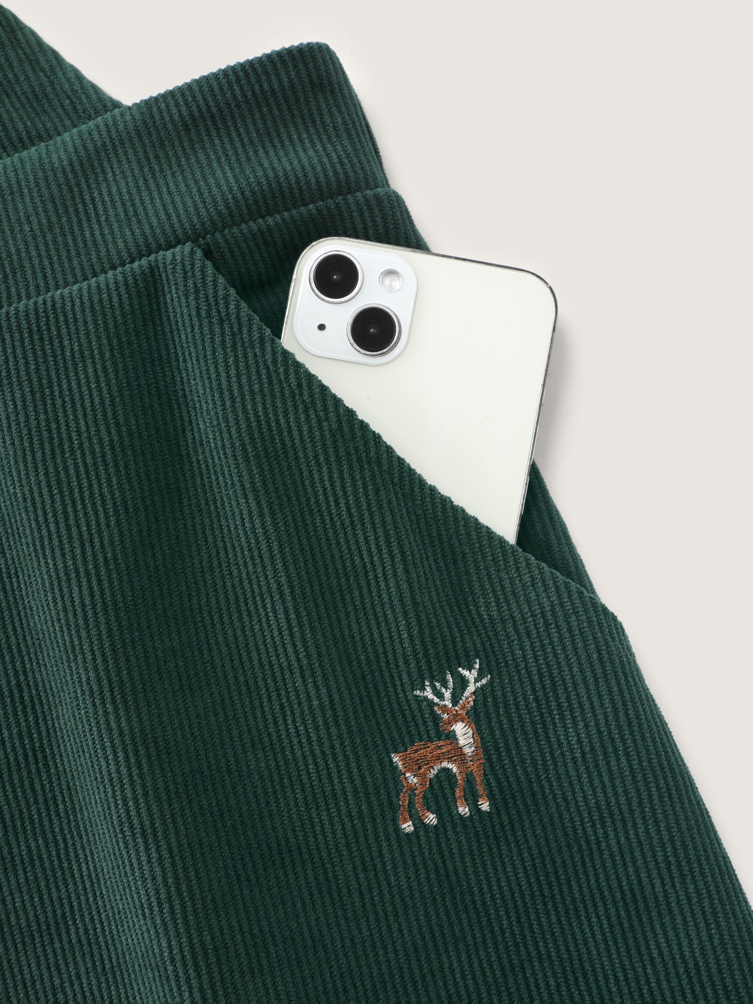 Corduroy Embroidered Adjustable Straps Knee Dress