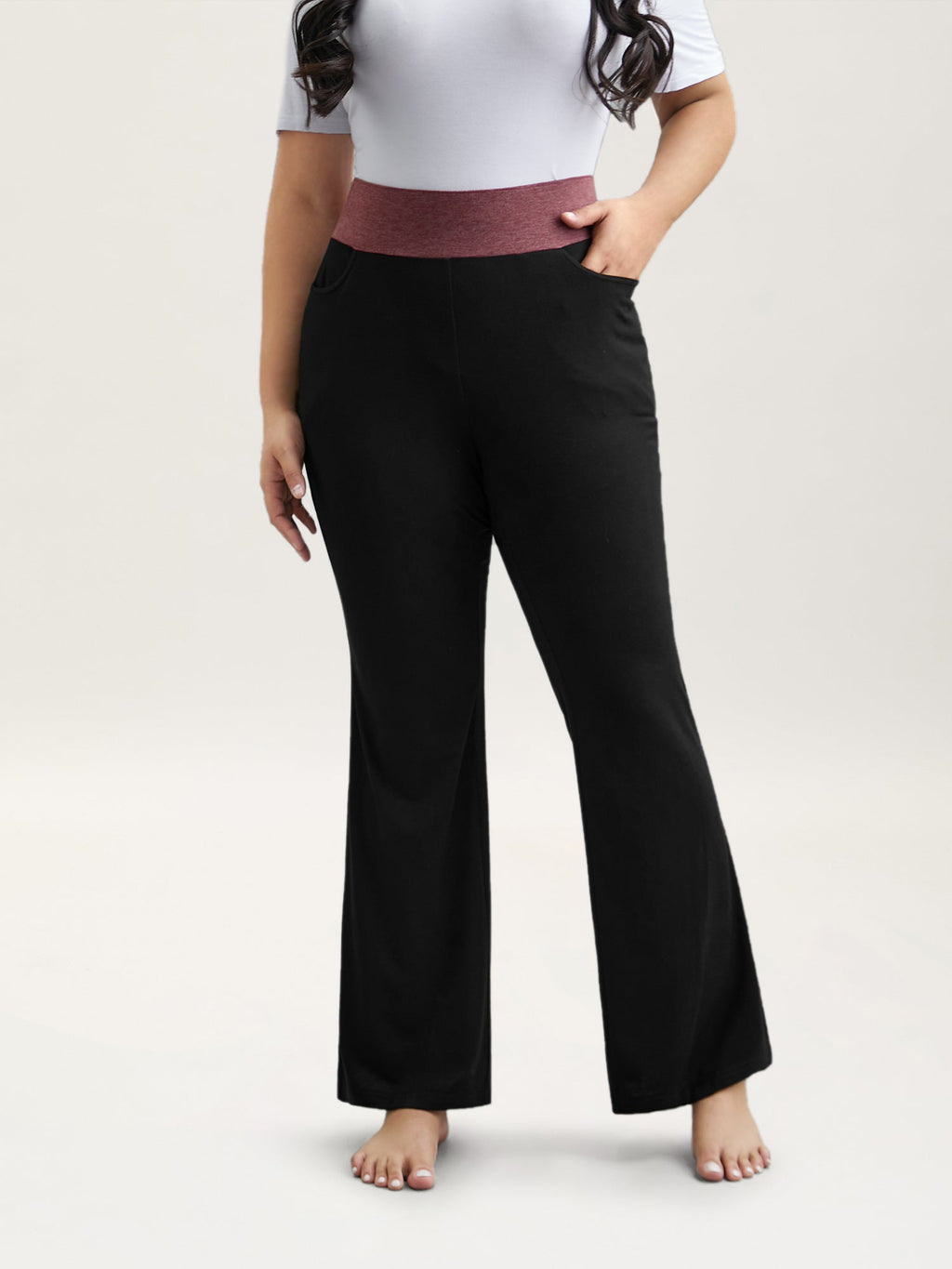 Color-Block Mid Rise Tight Pants