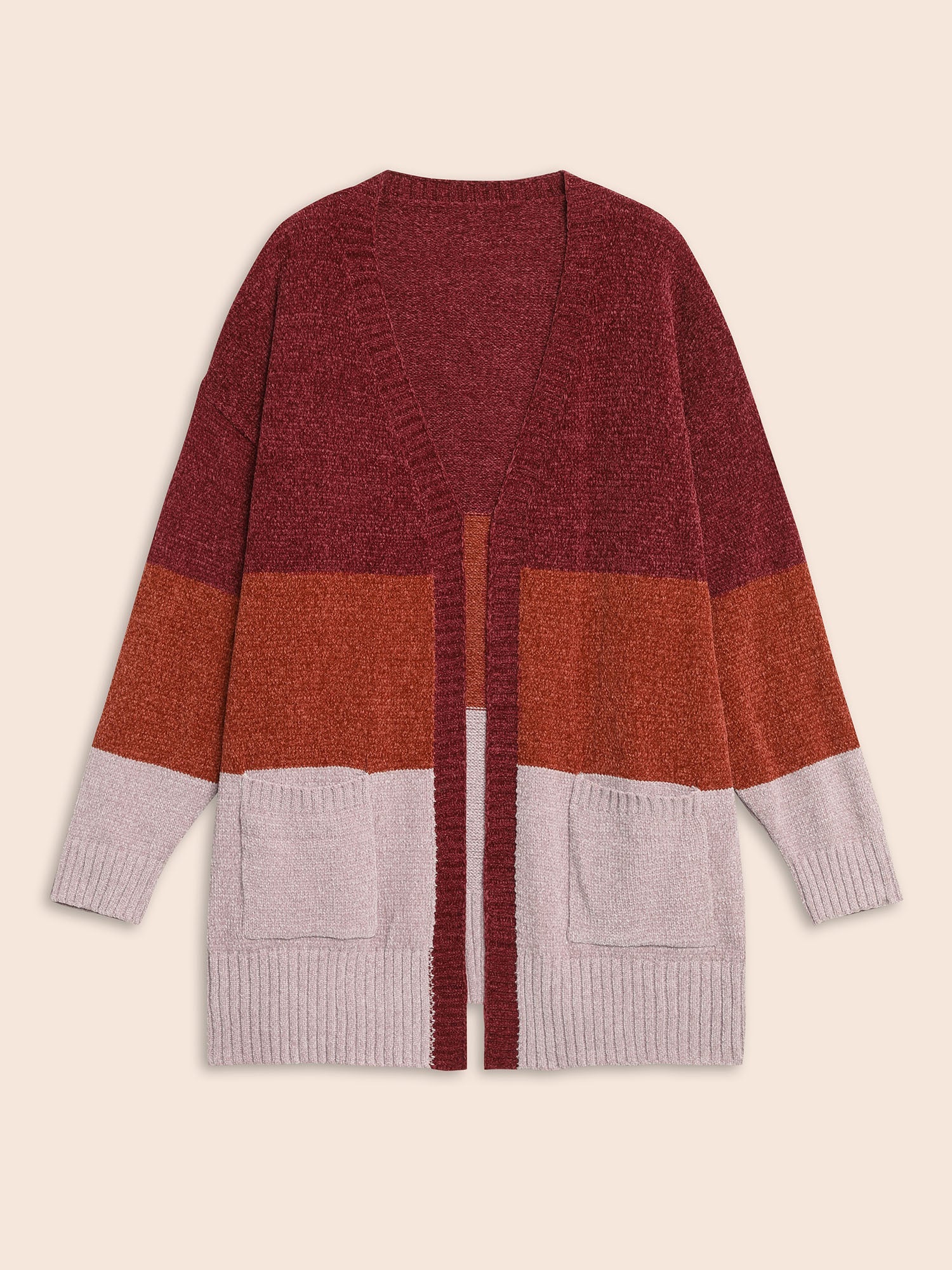Colorblock Contrast Patch Pocket Cardigan