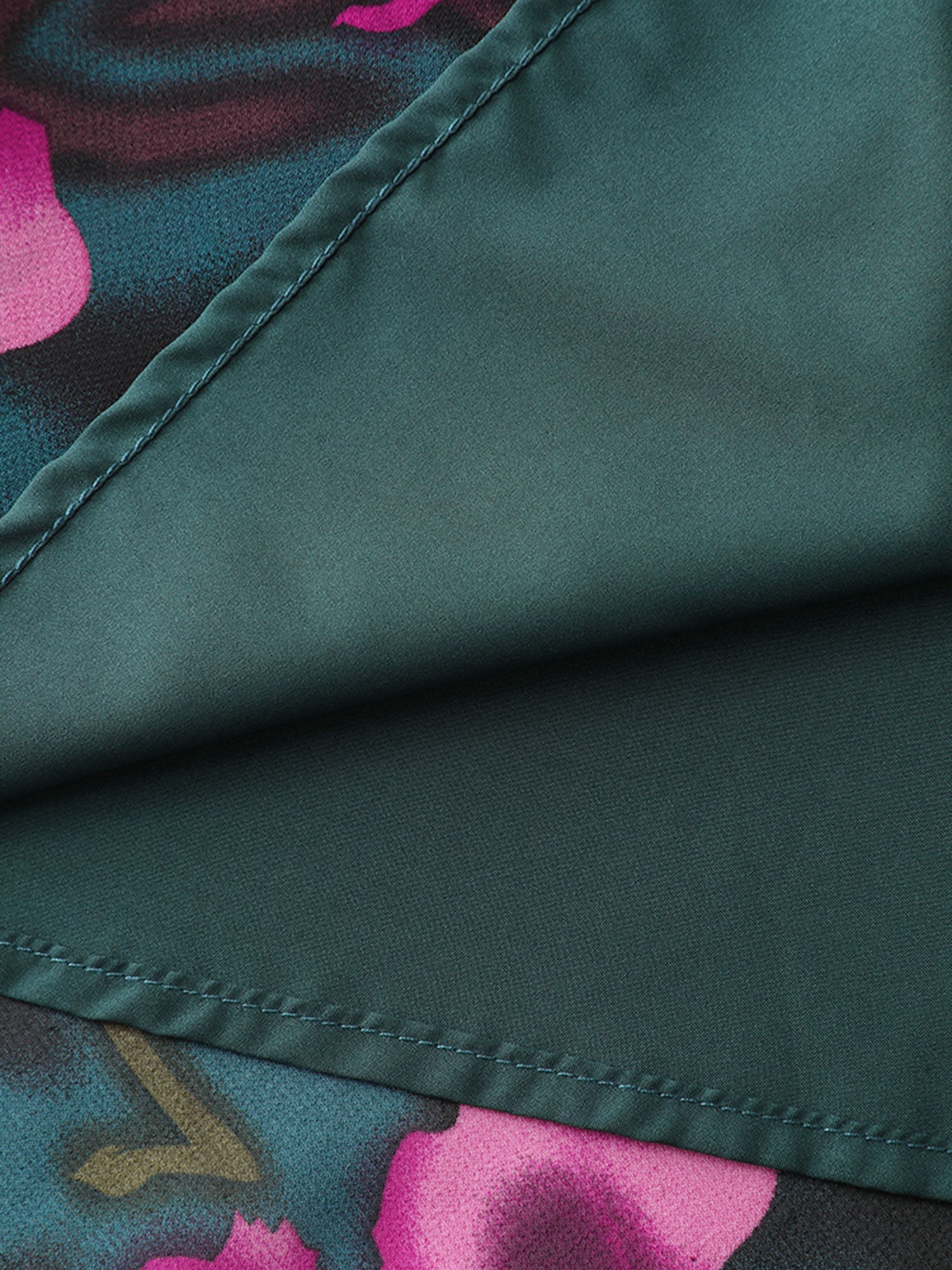 Abstract Floral Print Layered Pockets Midi Dress