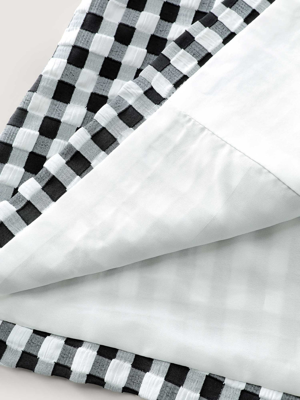 Checkered Crossover Tie Square Neck Blouse