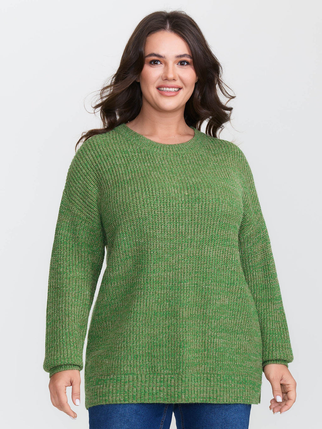 Color Blend Yarn Textured Pullover