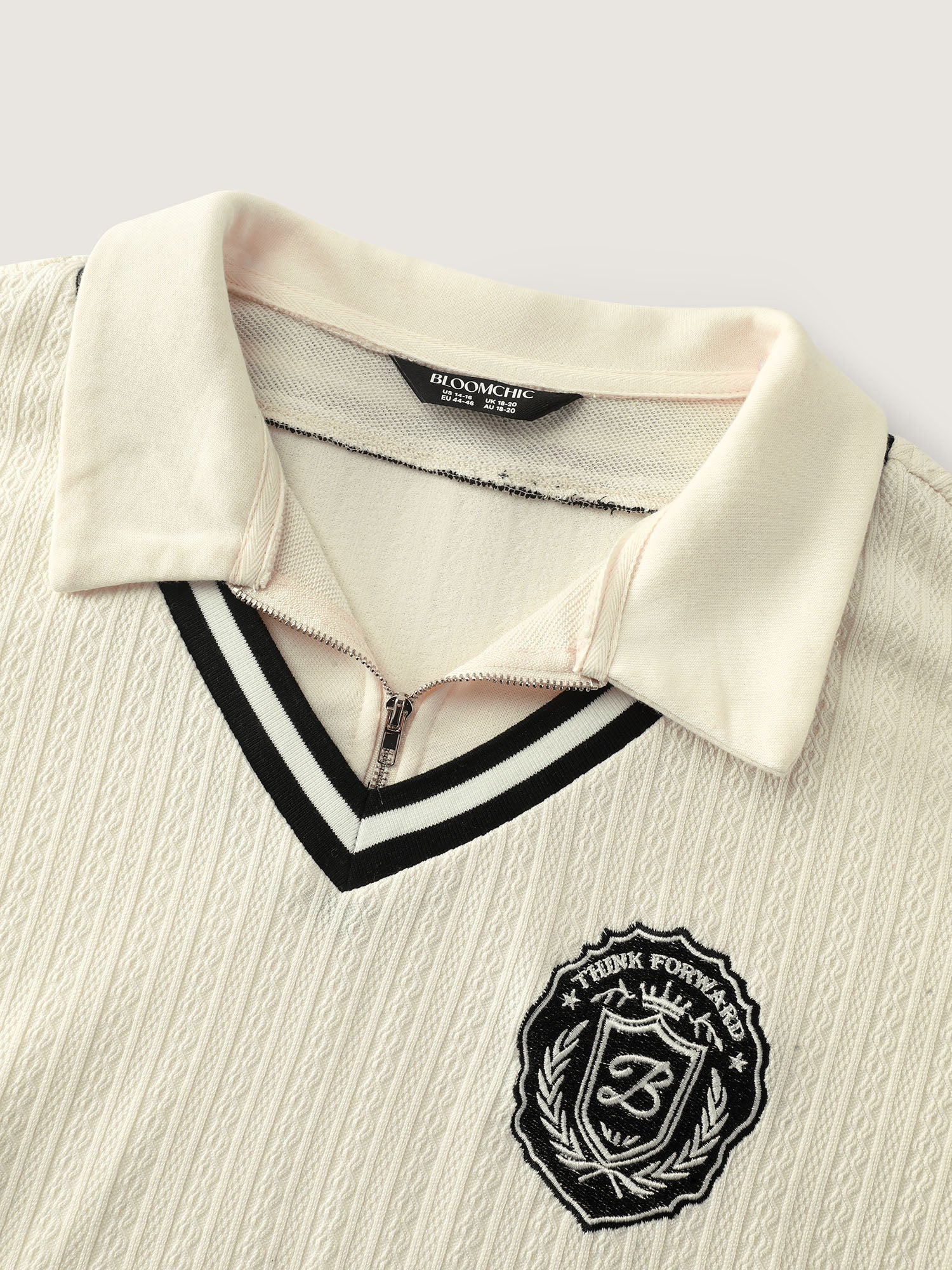 Colorblock Embroidery Zipper Sweatshirt