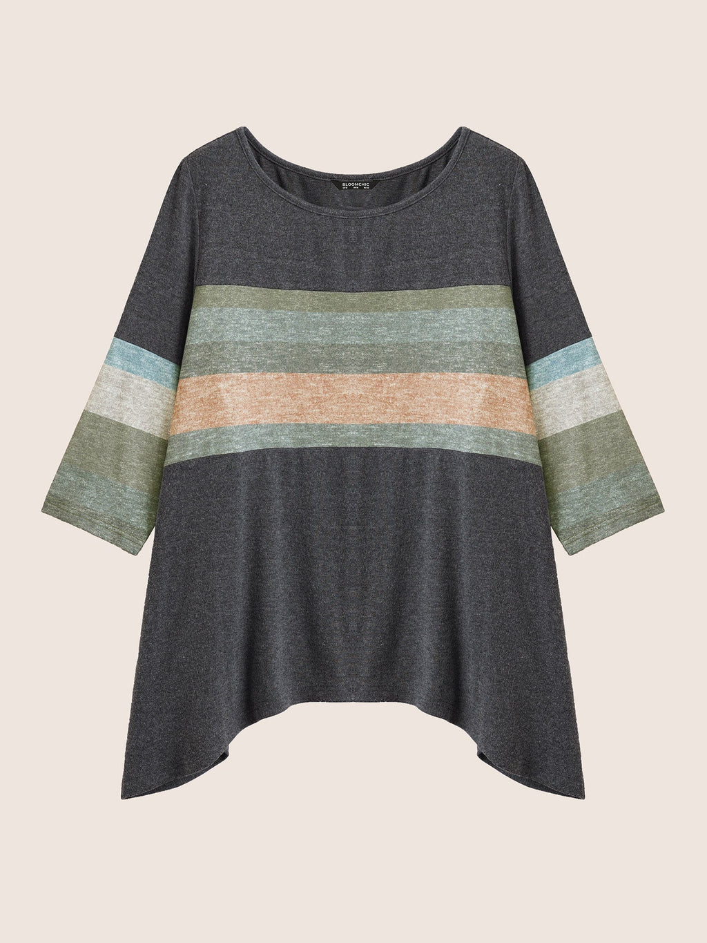 Colorblock Contrast Asymmetrical Hem T-shirt