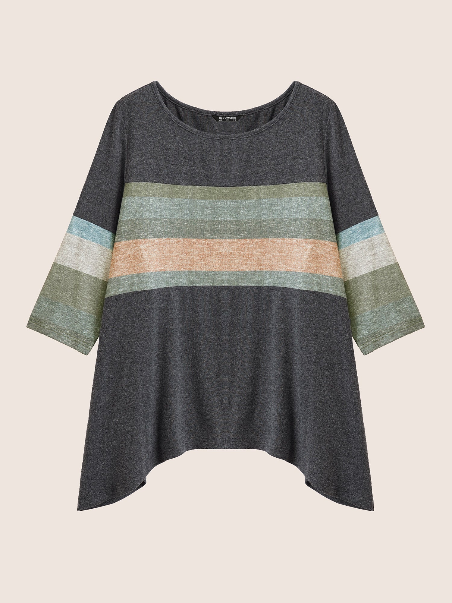 Colorblock Contrast Asymmetrical Hem T-shirt