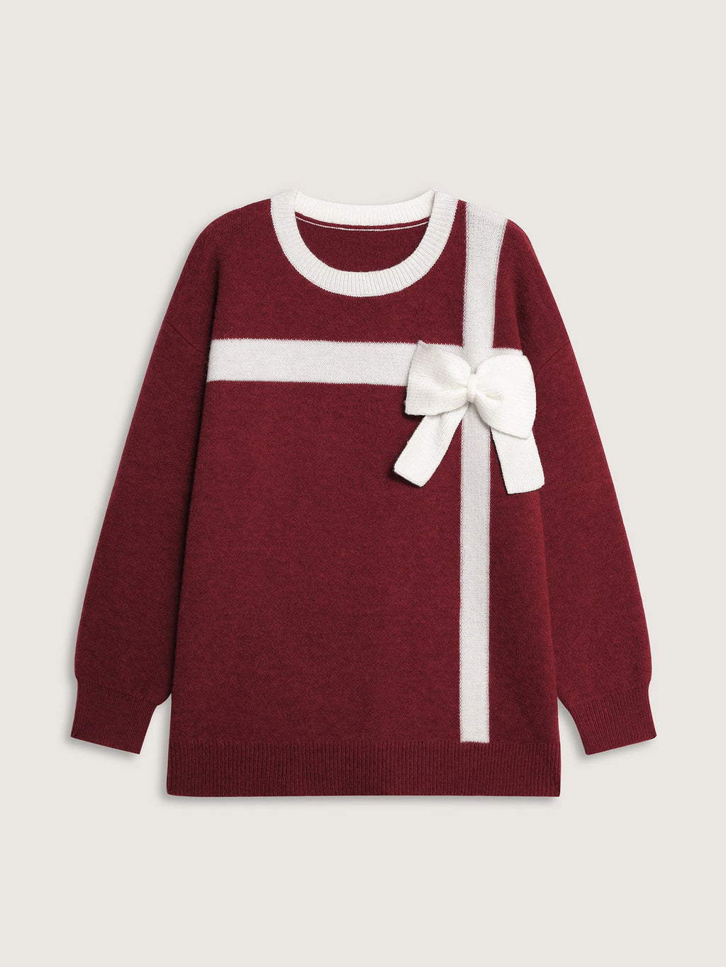 3D Bowtie Color Contrast Pullover