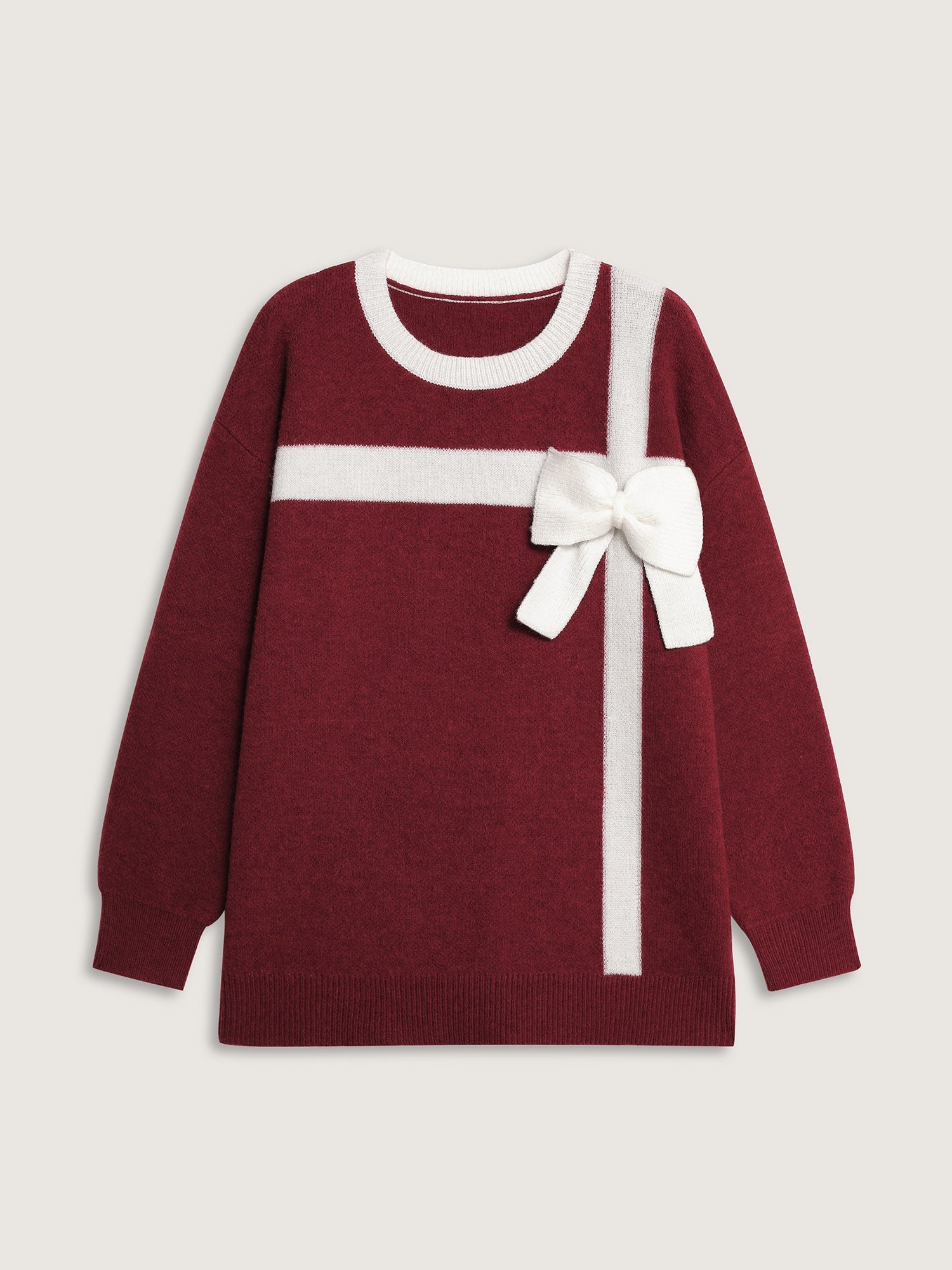 3D Bowtie Color Contrast Pullover