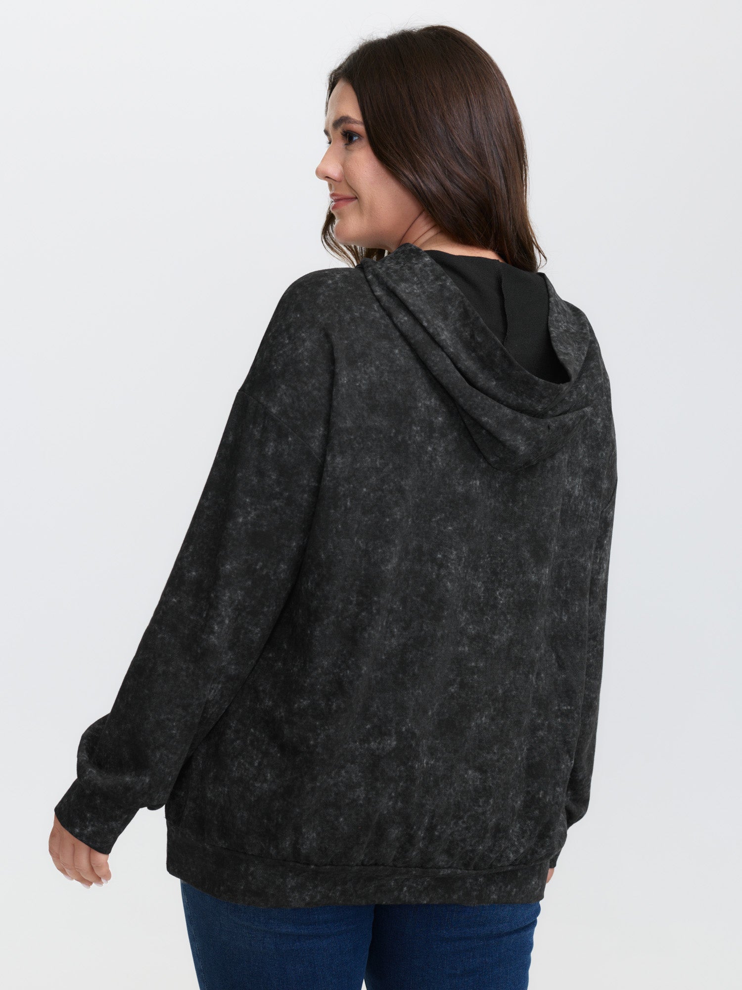 Boho Pattern Pockets Textured Hoodie