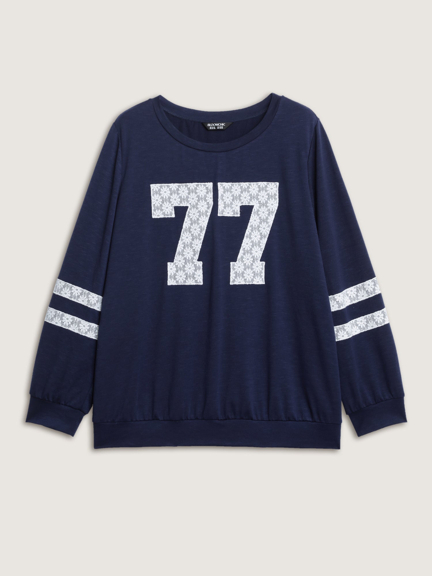 Applique Embroidery Stretchy Sweatshirt