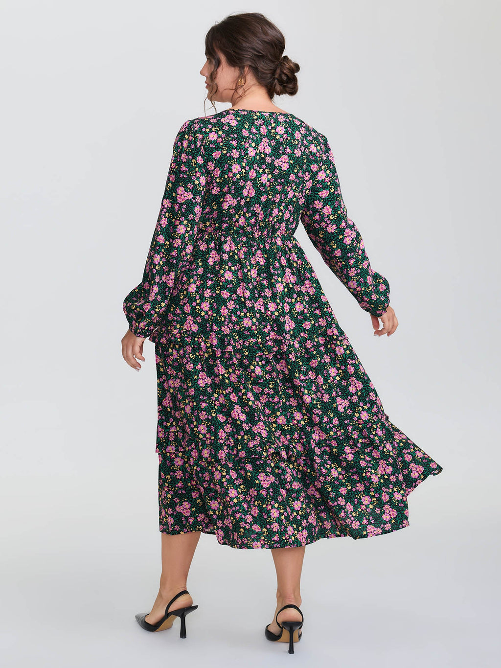 Floral Print Ruffled Tiered Maxi Dress