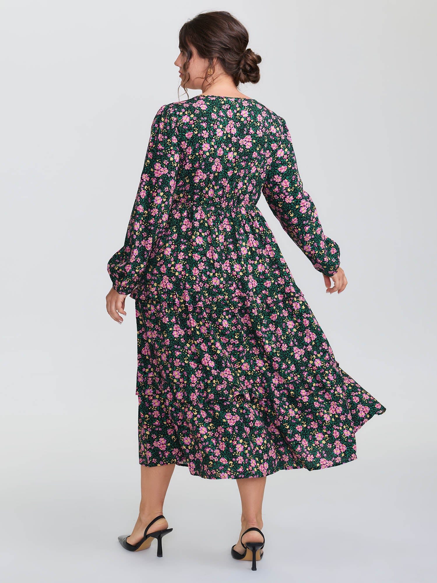 Floral Print Ruffled Tiered Maxi Dress