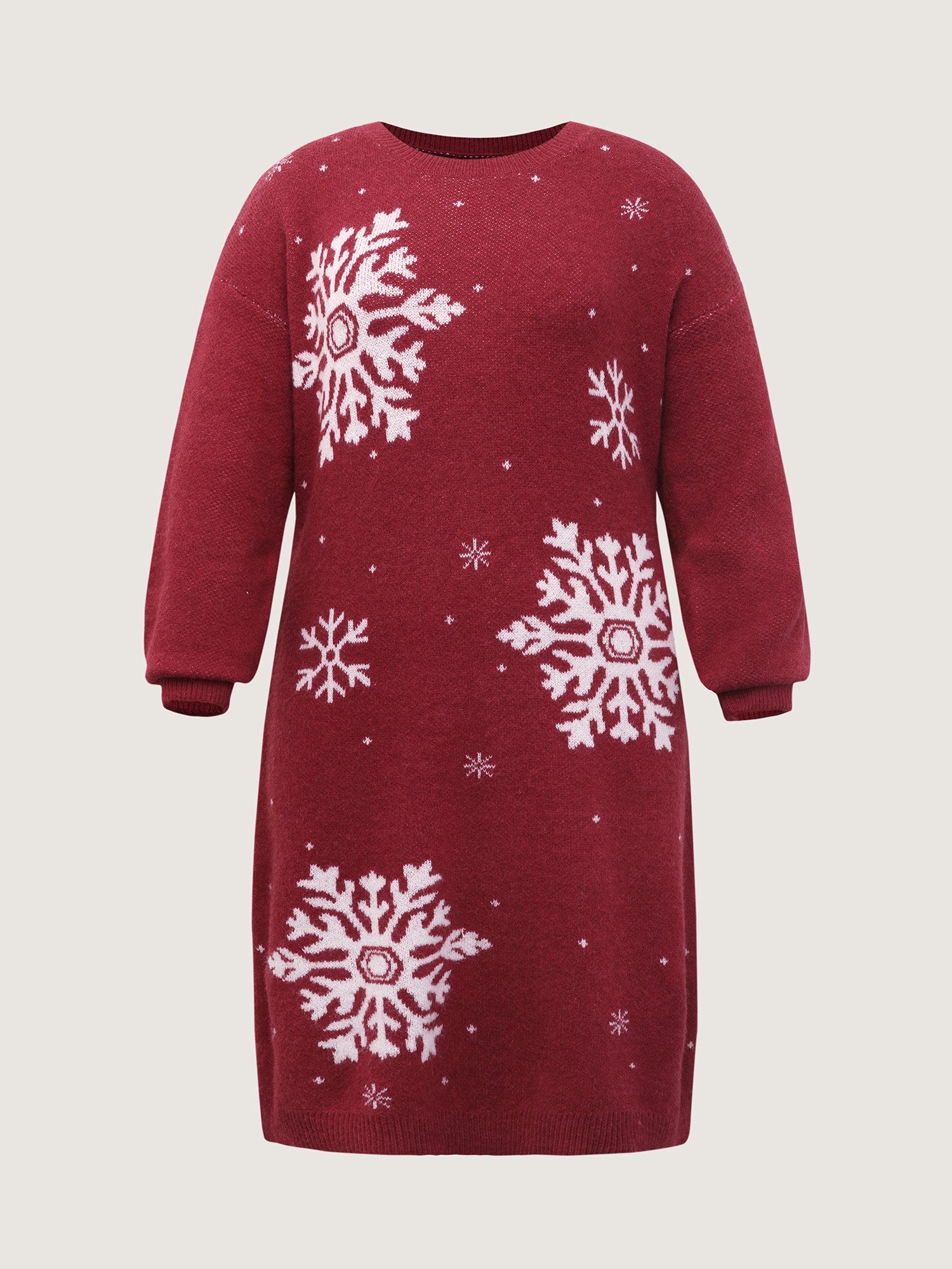 Snowflake Pattern Drop Shoulder Sweater Dress