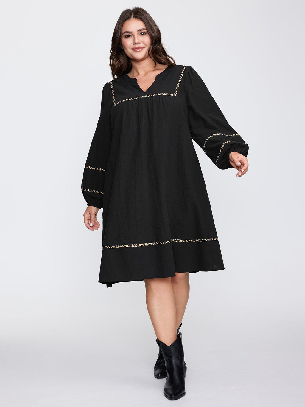 Cotton Leopard Print Notched Collar Midi Dress