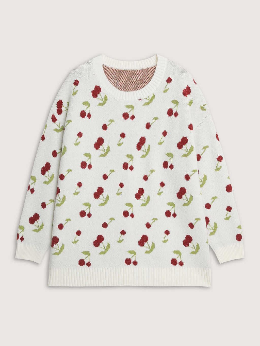 Cherry Pattern Jacquard Pullover