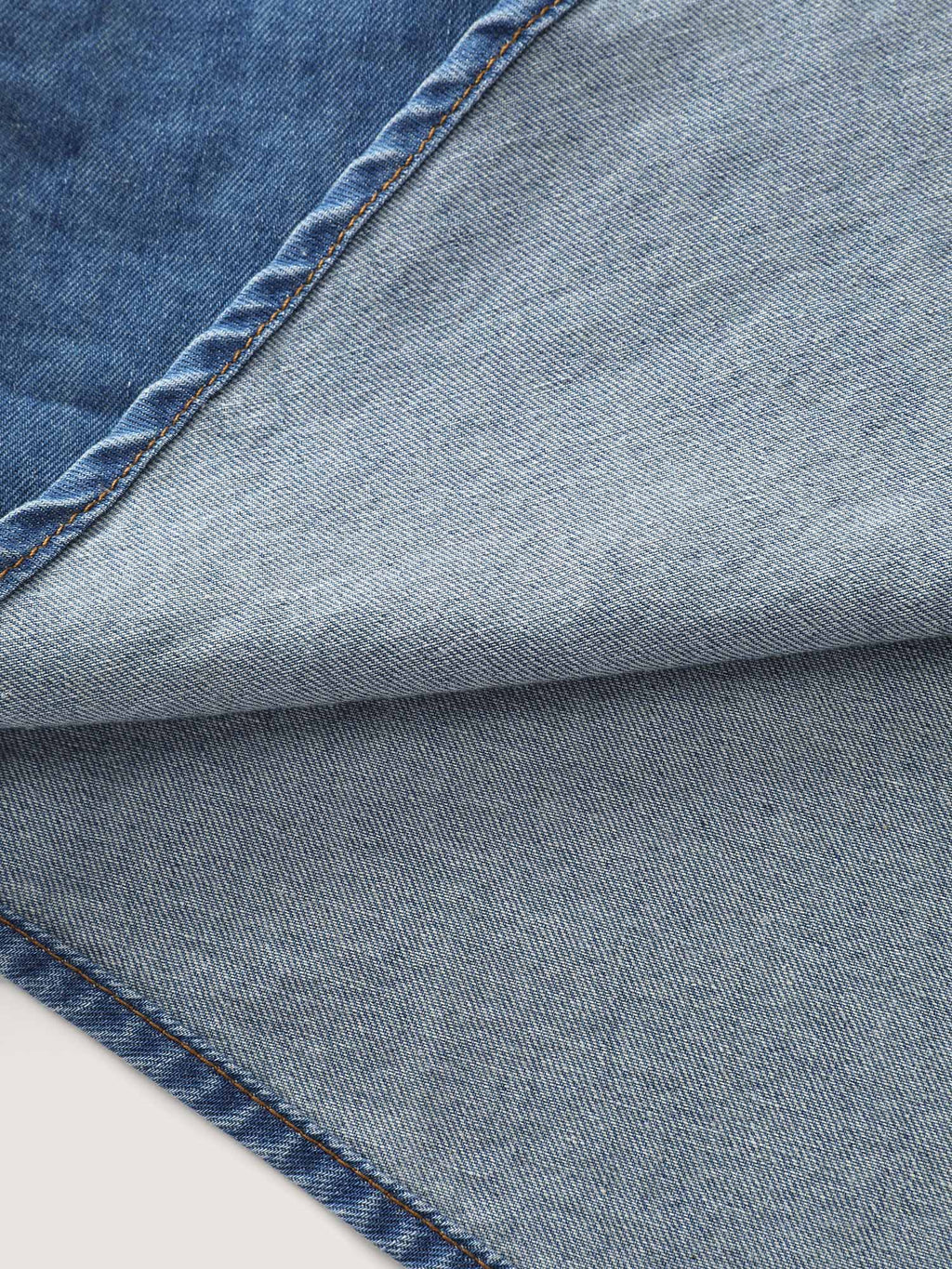 Button-Down Curvy Hem Denim Top