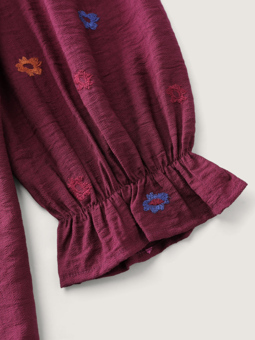 Colorful Floral Embroidery Button Shirt