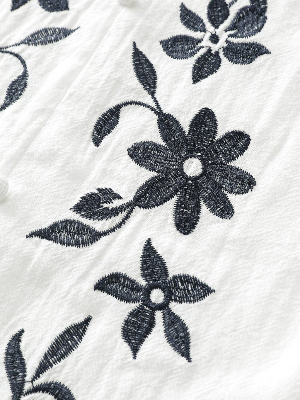 Cotton Floral Embroidery Shirred Blouse