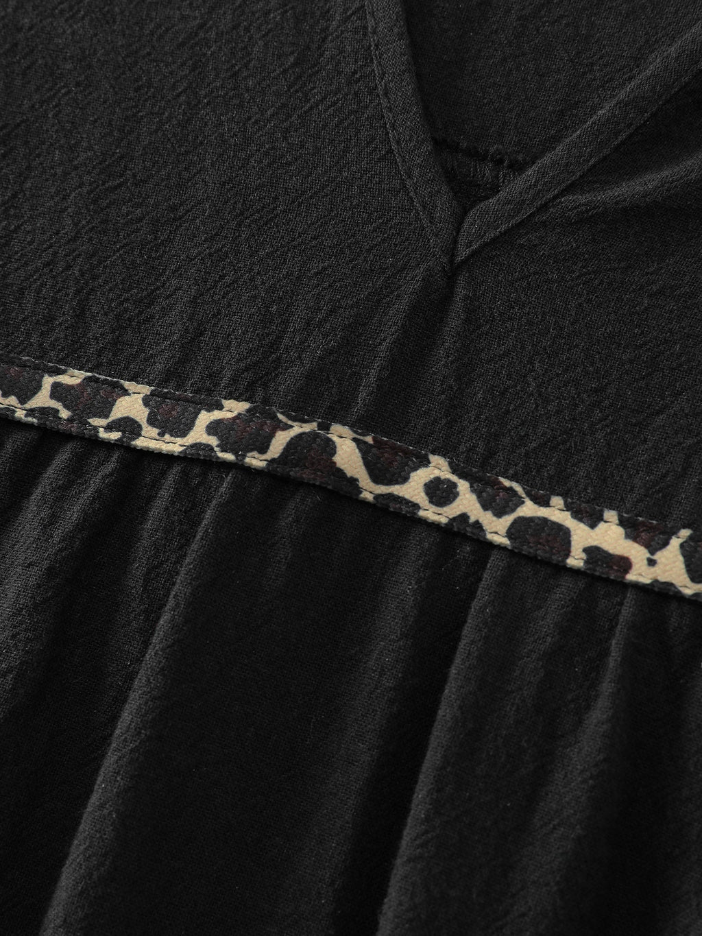 Cotton Leopard Print Notched Collar Midi Dress