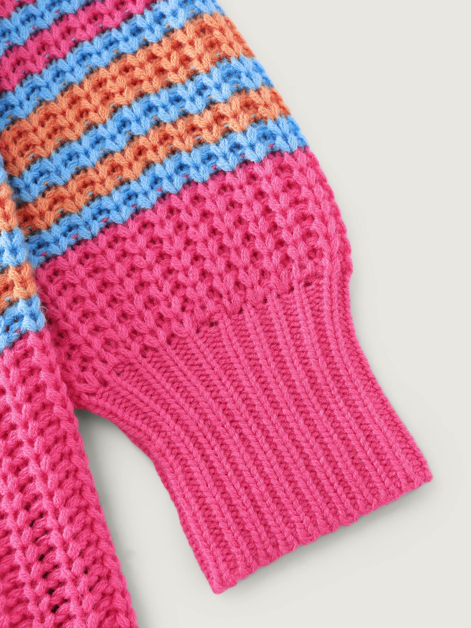 Colorful Stripe Pockets Knit Cardigan