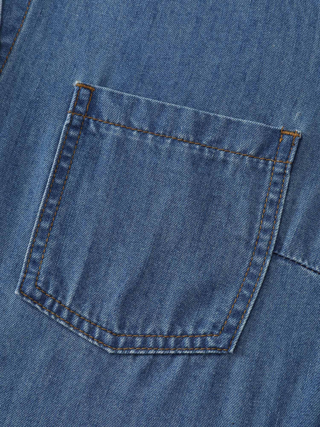 Button-Down Curvy Hem Denim Top