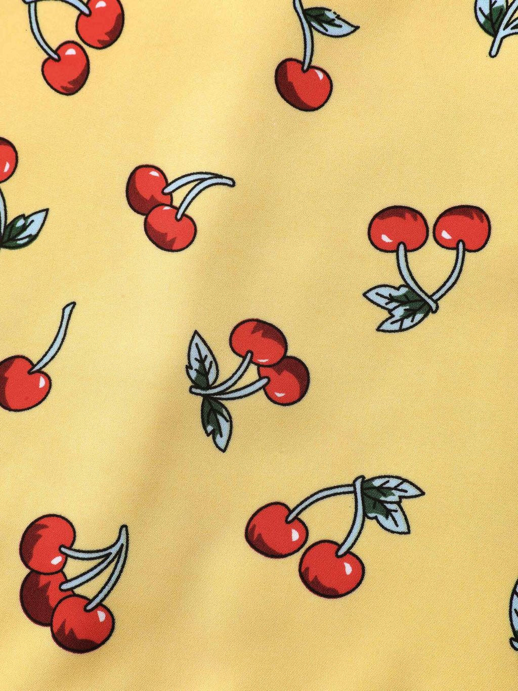 Cherry Print Stretchy Cinched-Waist Midi Dress