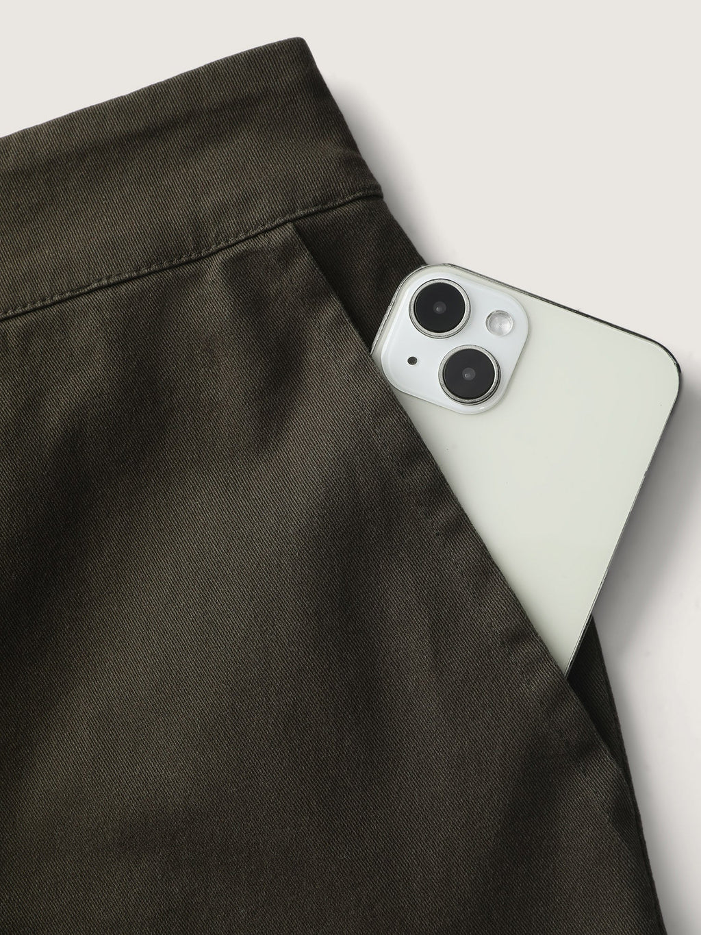 Cotton Stretchy Waist Pockets Straight Leg Pants