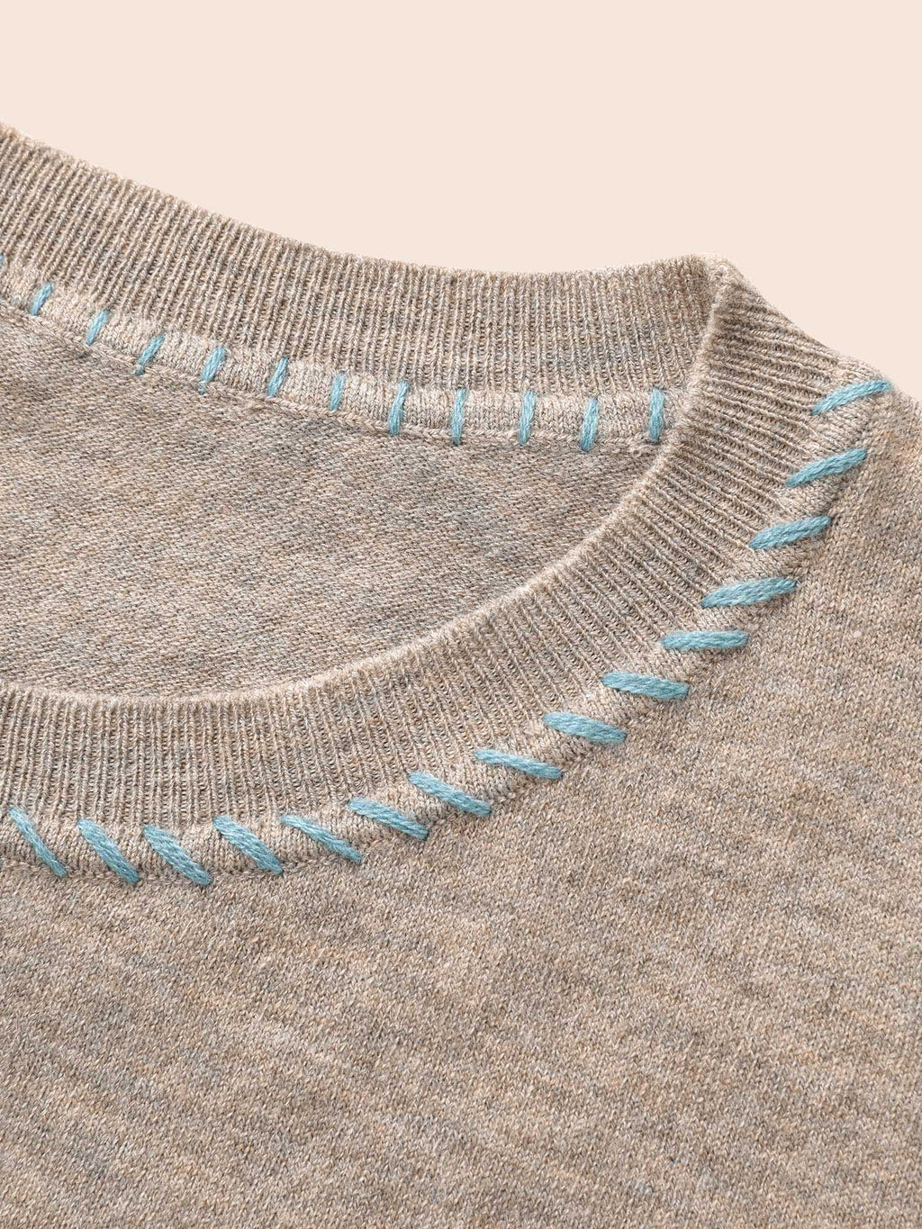 Anti-Pilling Round Neck Contrast Trim Pullover