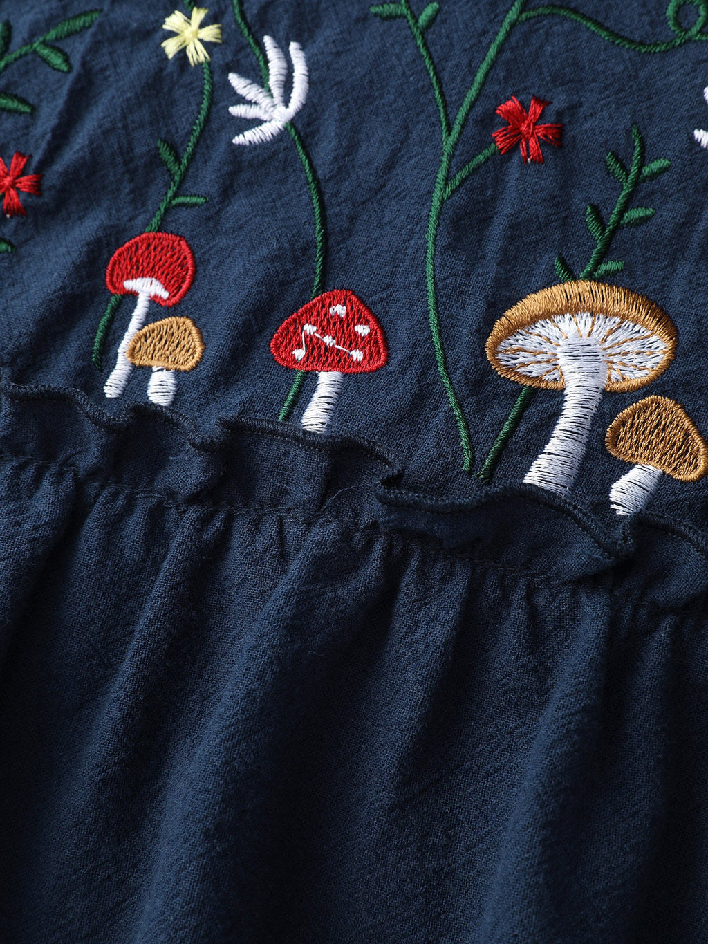 Cotton Garden Embroidery Belted Waist Midi Dress