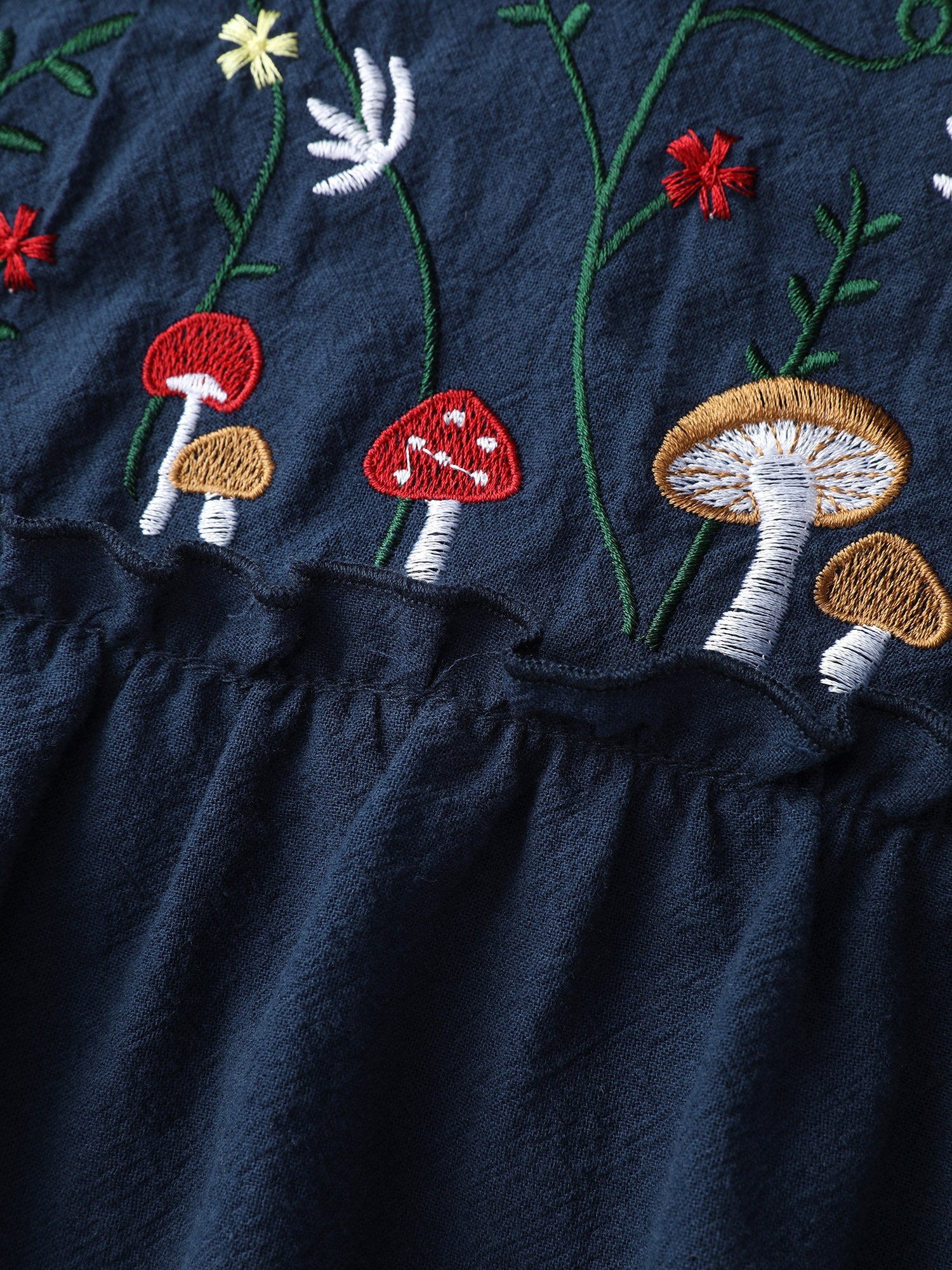 Cotton Garden Embroidery Belted Waist Midi Dress