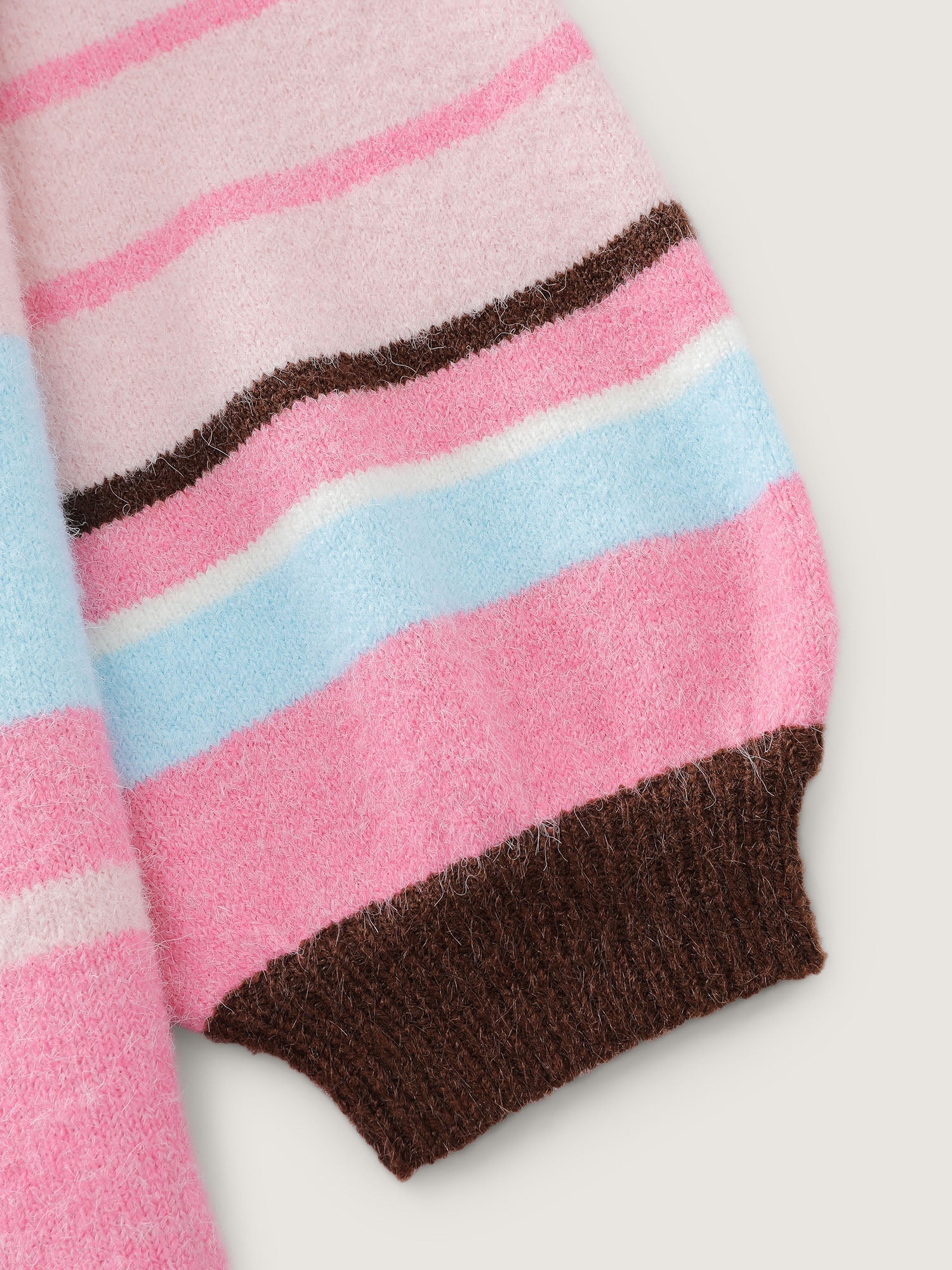 Colorful Stripes Drop Shoulder Lantern Sleeve Pullover