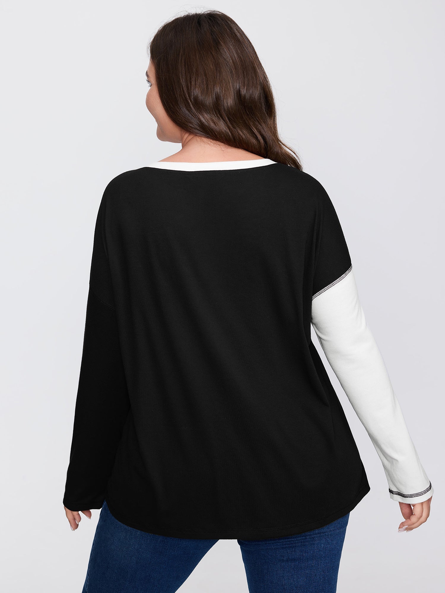 Colorblock Stretchy Stripe Print T-Shirt