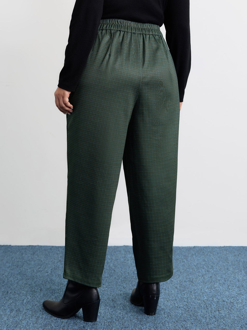 Checkered Buckles Straight-Leg Pants