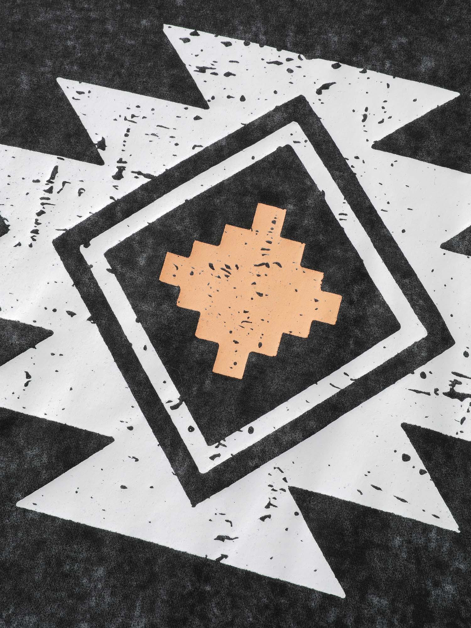 Boho Pattern Pockets Textured Hoodie