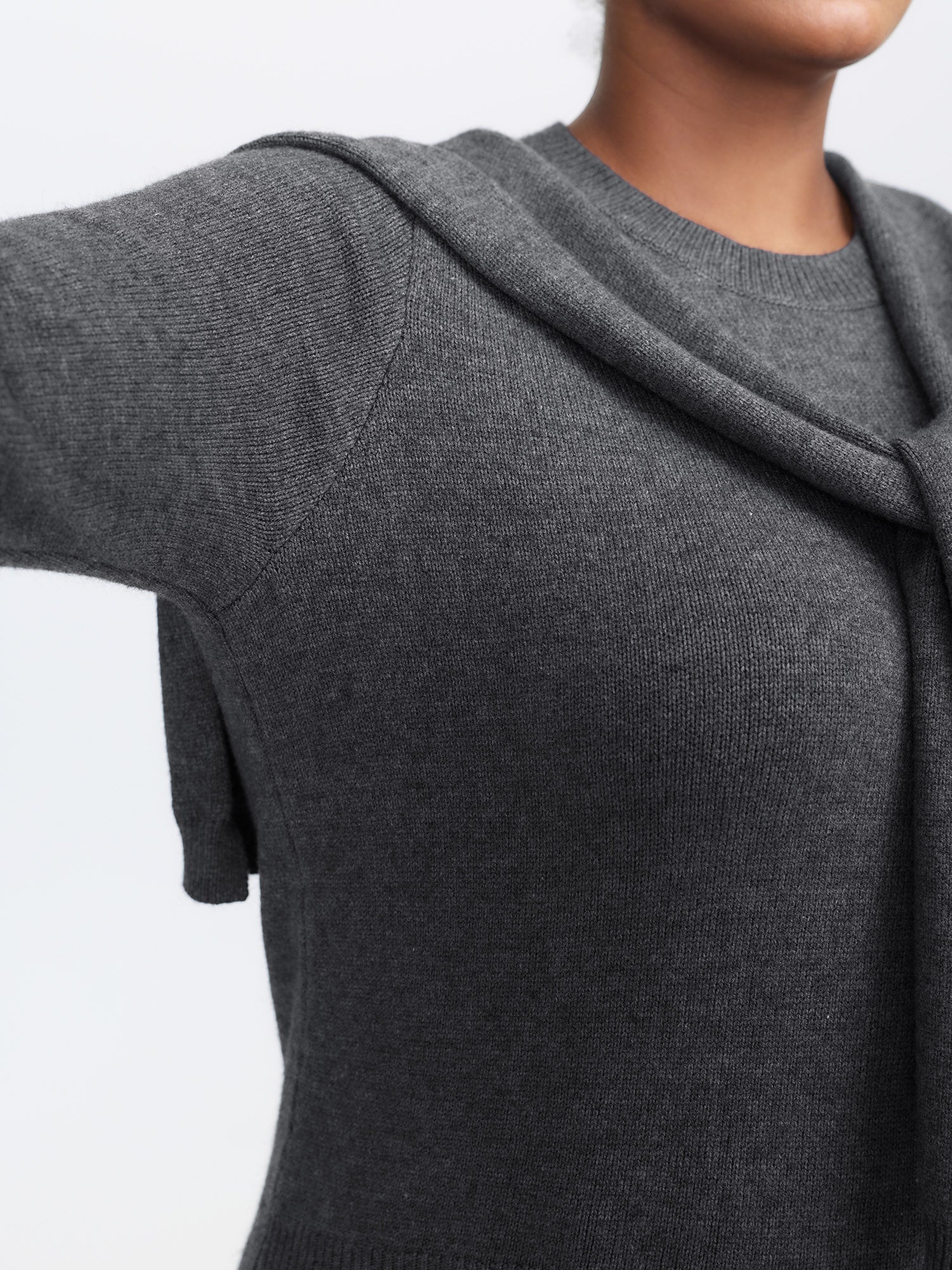 Detachable Shawl Round Neck Pullover