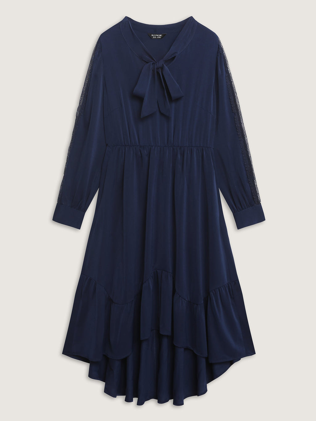 Bowknot Neckline Flowy Tiered Midi Dress