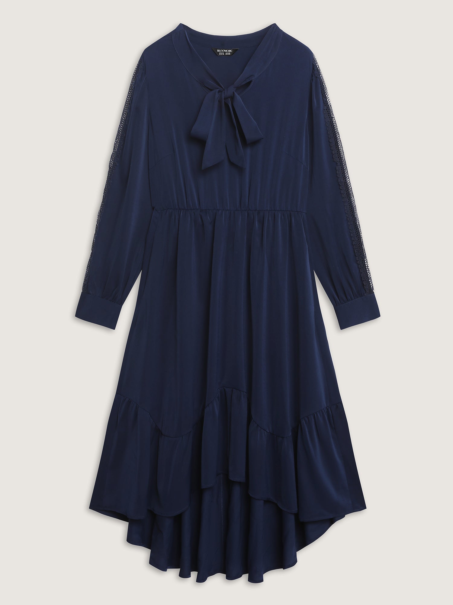 Bowknot Neckline Flowy Tiered Midi Dress