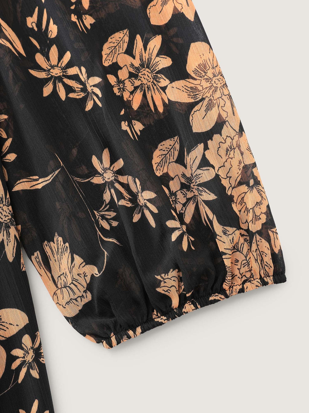 Chiffon Silhouette Flower Ruffled Midi Dress