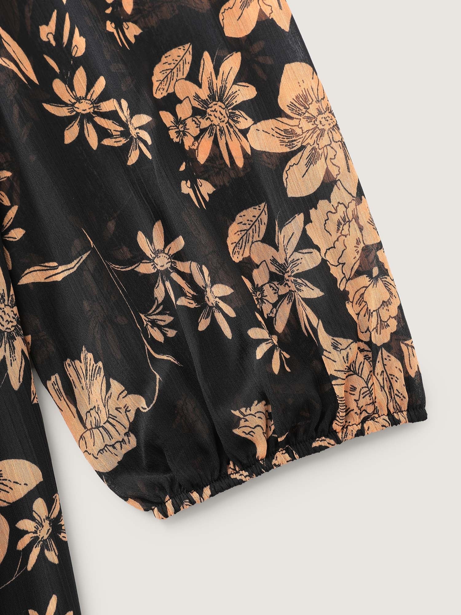 Chiffon Silhouette Flower Ruffled Midi Dress