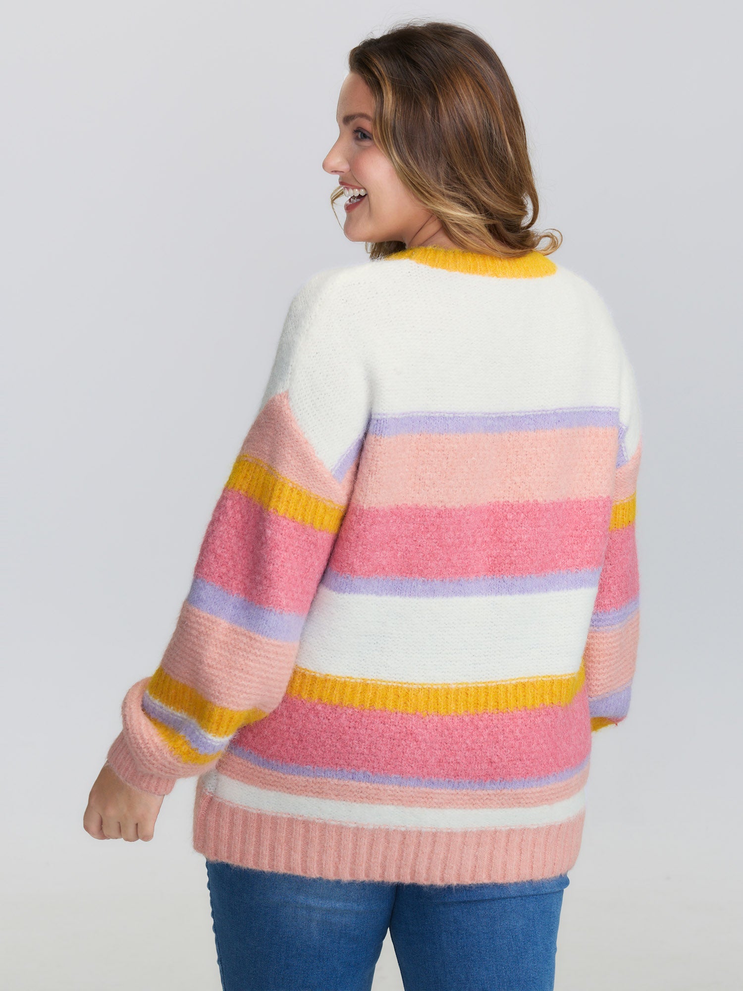 Colorblock Textured Ribbed Hem Pullover