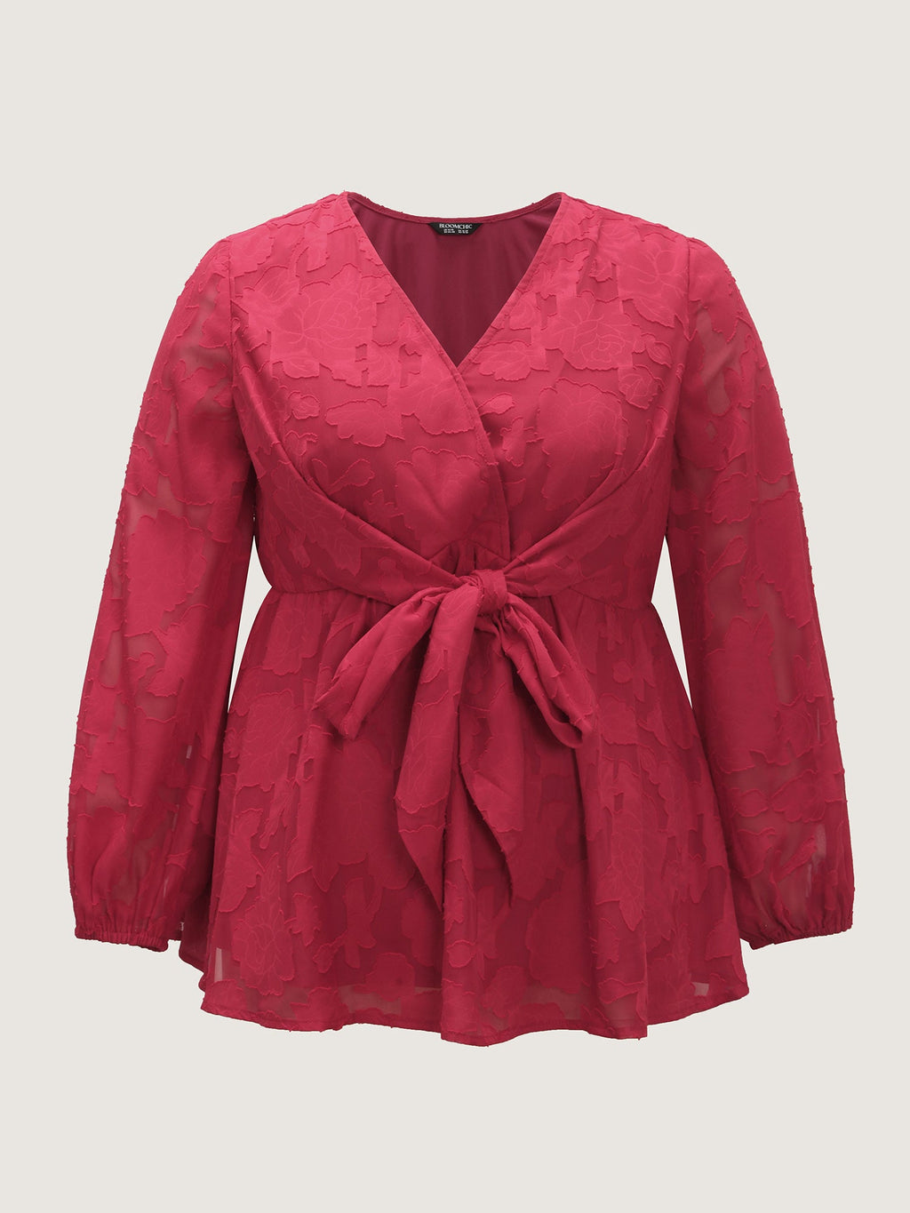 Cut-Out Flower Adjustable Belt Blouse