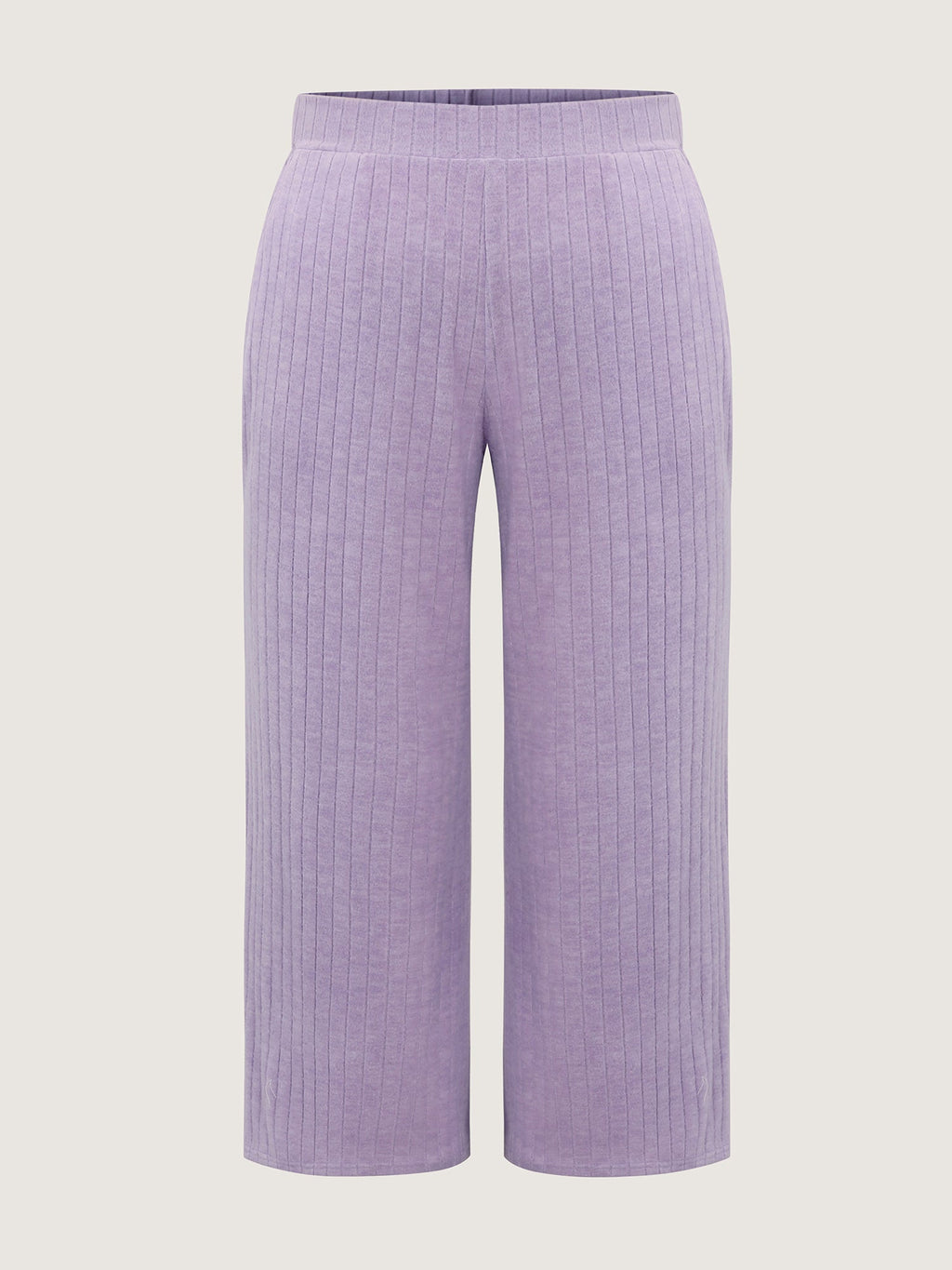 Brushed Ribbed Wide-Leg Lounge Bottoms
