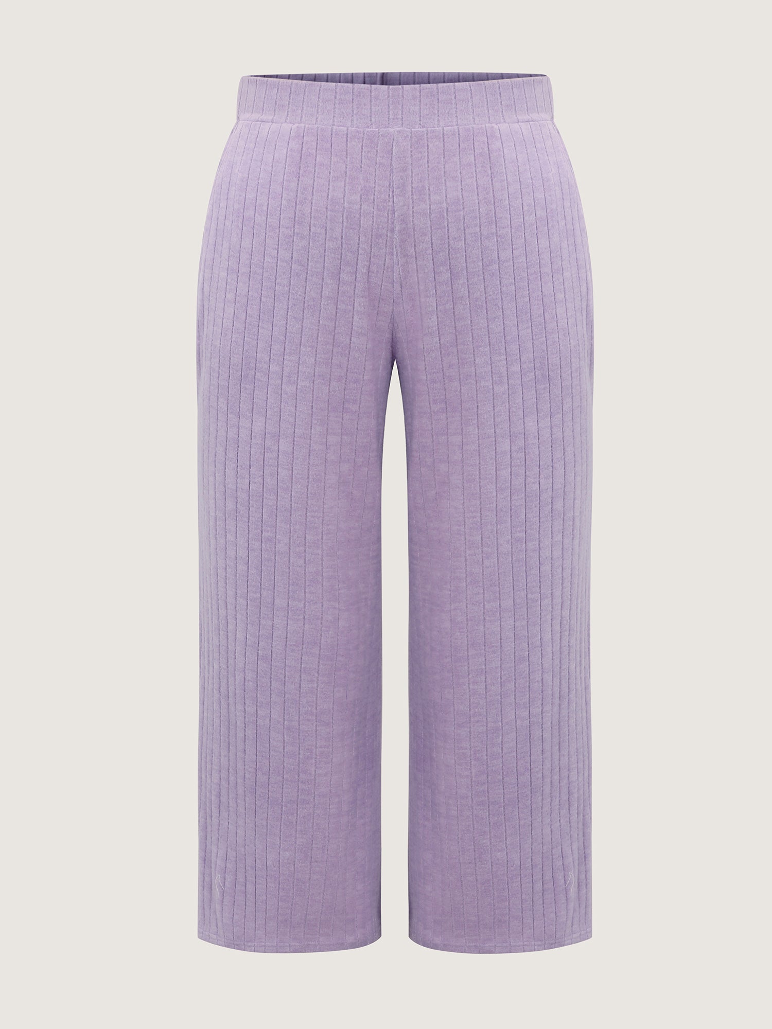 Brushed Ribbed Wide-Leg Lounge Bottoms