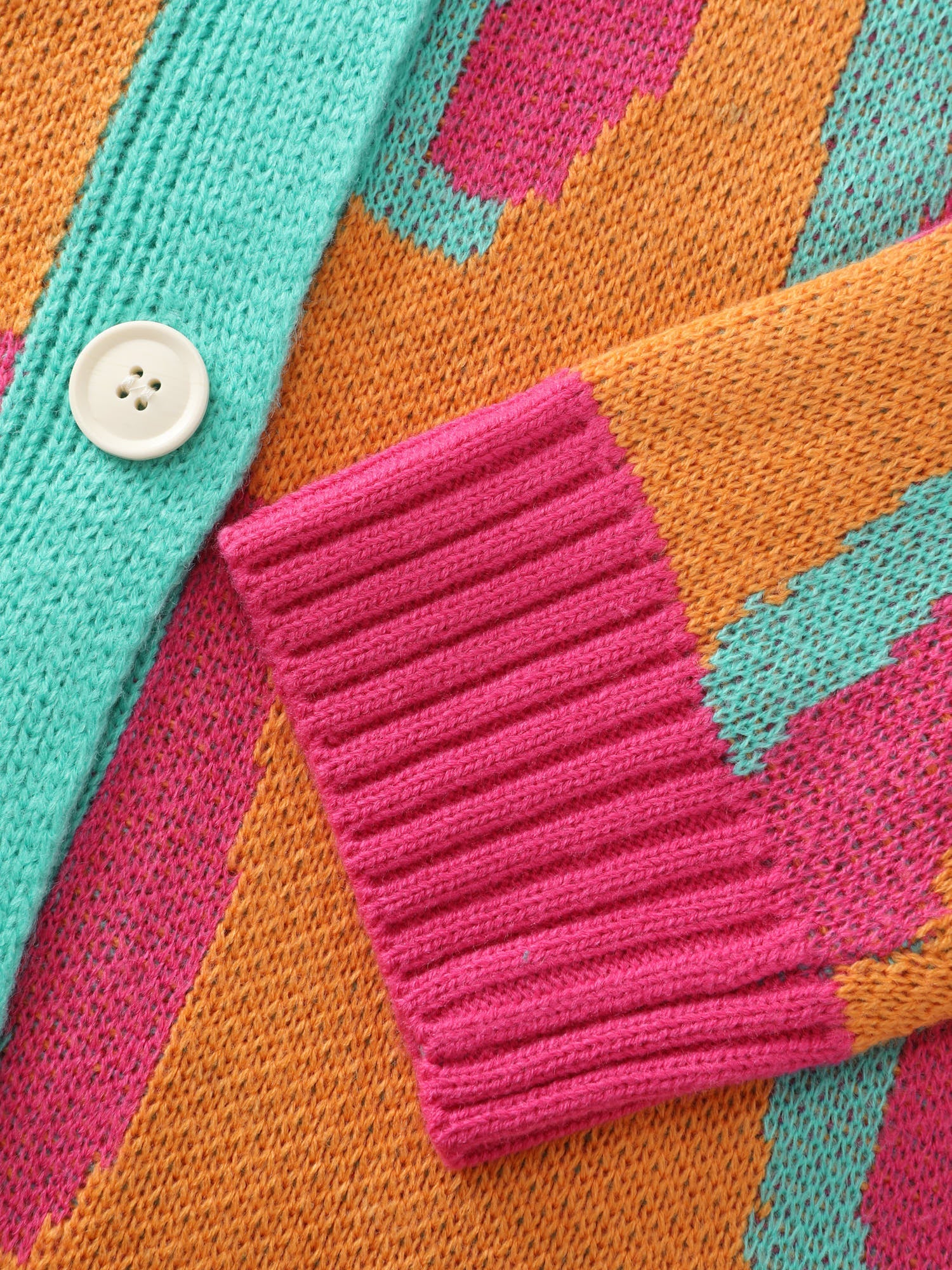 Colorful Leopard Button Pockets Knit Cardigan